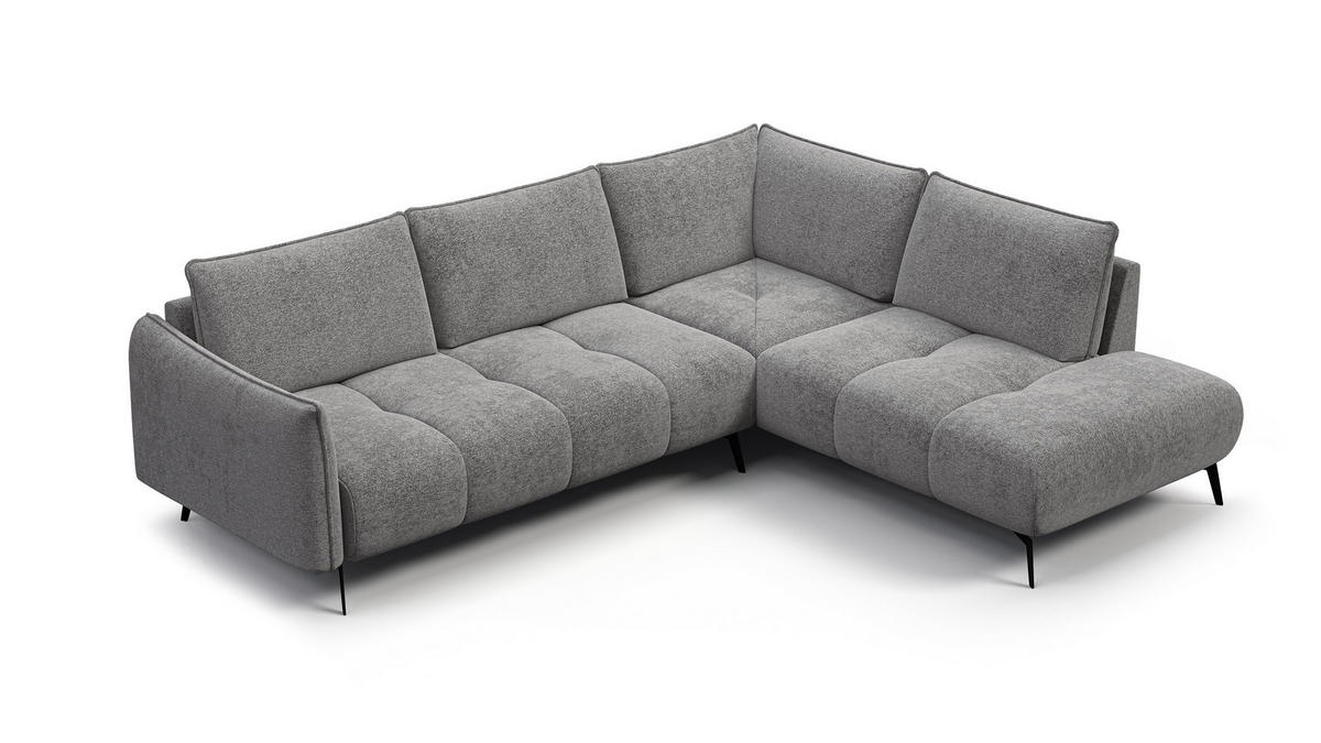 ECKSOFA AERA 5-Sitzer rechts, platingrau - Schwarz/Grau, Holz/Textil (268/206cm) - Courtois Laville