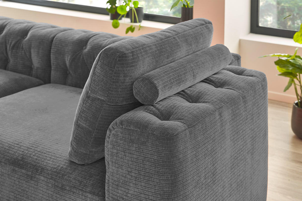 RÜCKENKISSEN SEPHI Anthrazit Cord - Anthrazit, Textil (70/20cm) - KAWOLA