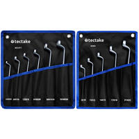 DOPPELRINGSCHLÜSSELSET ,inklusive 2 Rolltaschen mit Ösen,schwarz/silber - Silberfarben/Schwarz, Metall (37/8/7cm) - tectake