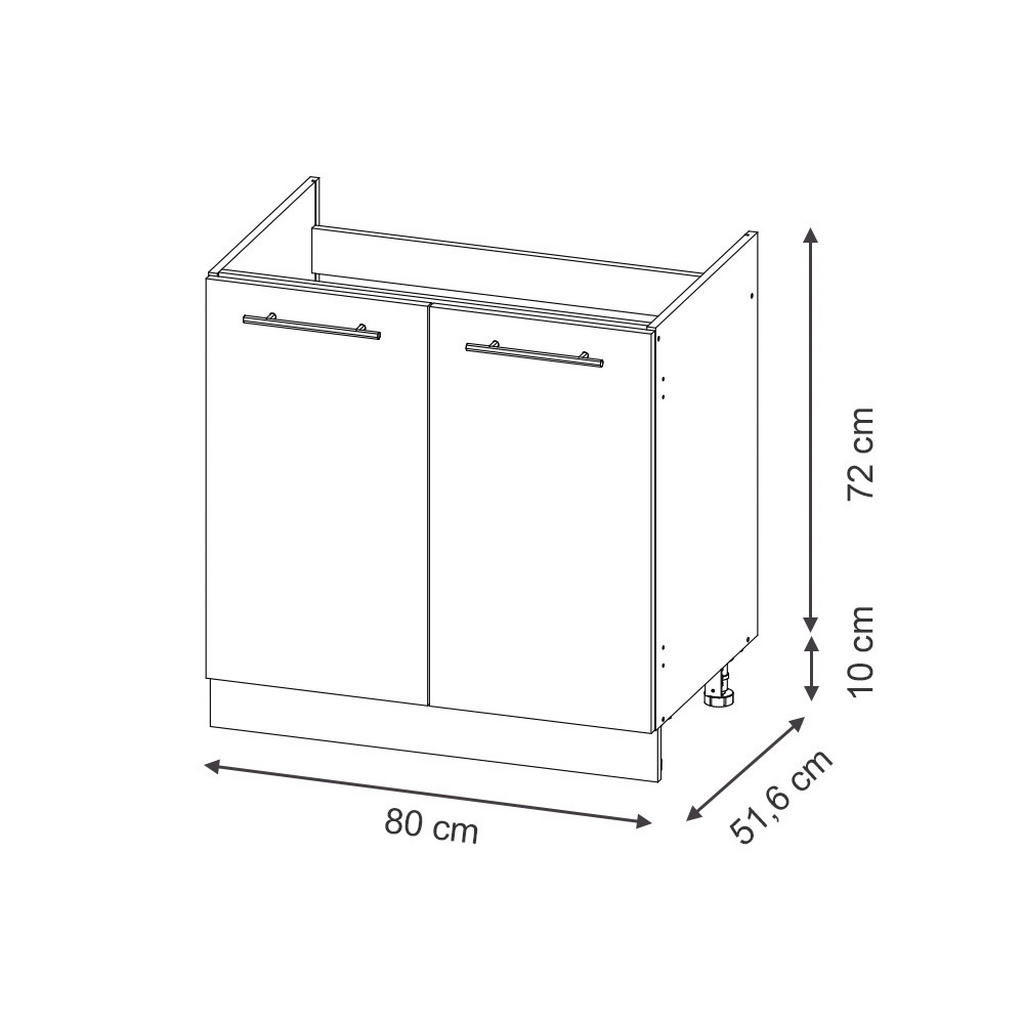 Thumbnail - Vicco Spülenunterschrank, Schwarz, Weiß, Holzwerkstoff, 1 Fächer, 80x82x60 cm, Küchen, Küchenmöbel, Küchenschränke, Küch...