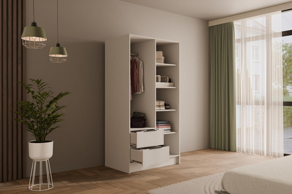KLEIDERSCHRANK NELIA - 120 cm - Weiß/Eiche Artisan, Holzwerkstoff (102/200/51cm) - ALTDECOR