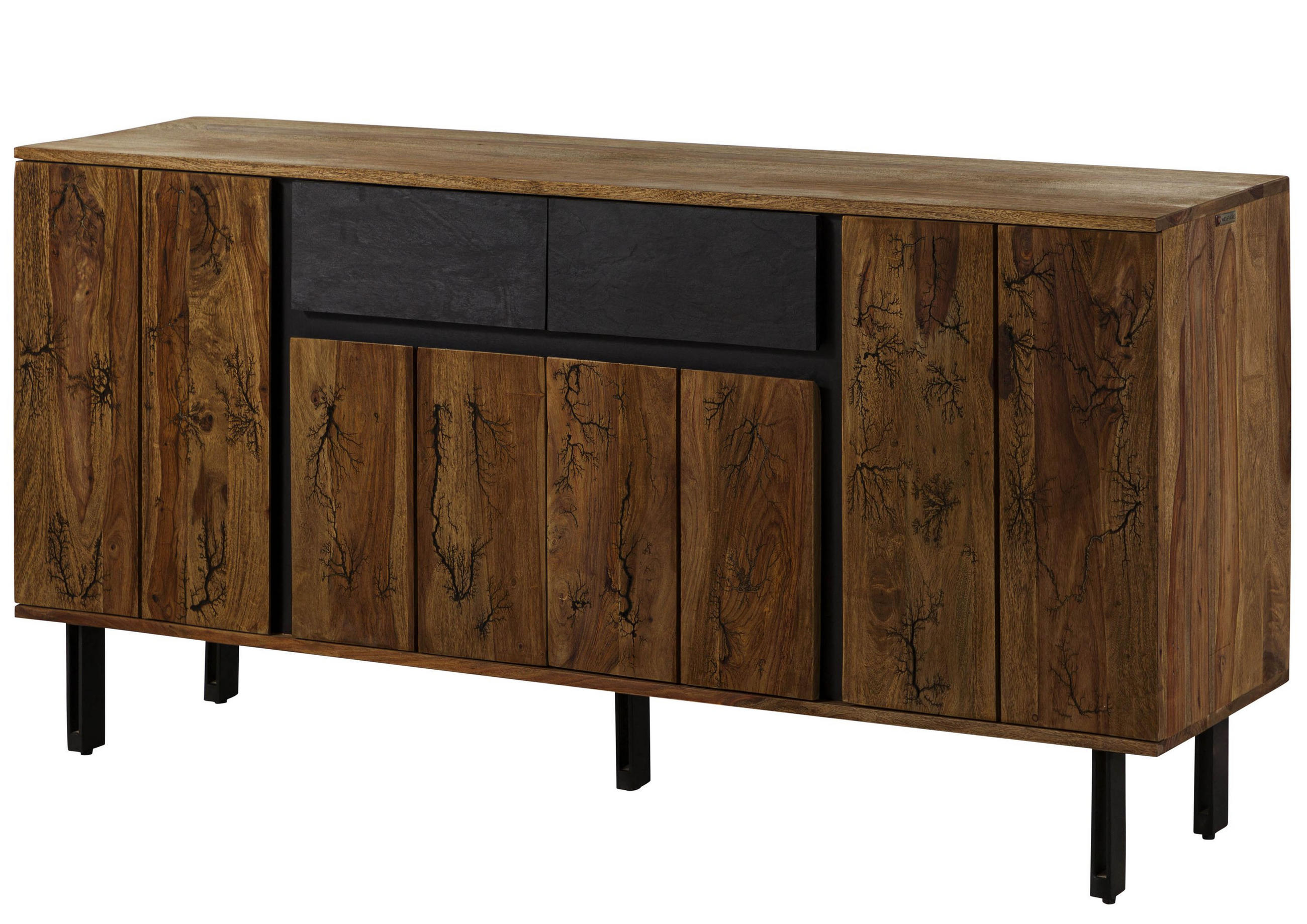 SIDEBOARD Sheesham 155x40x77 natur unbehandelt LICHTENBERG #115 - Braun, Holz (155/77/40cm) - Massivmoebel24