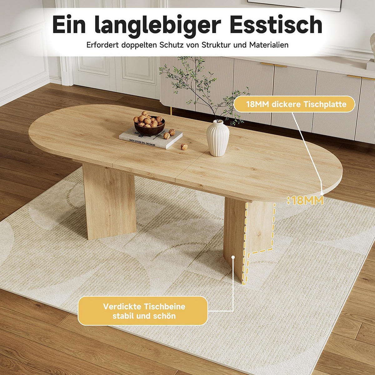 ESSTISCH 140/180 * 90 cm in Eichenfarbe- Ausziehbar - Alteiche, Holz (180/90/75cm) - KOMHTOM