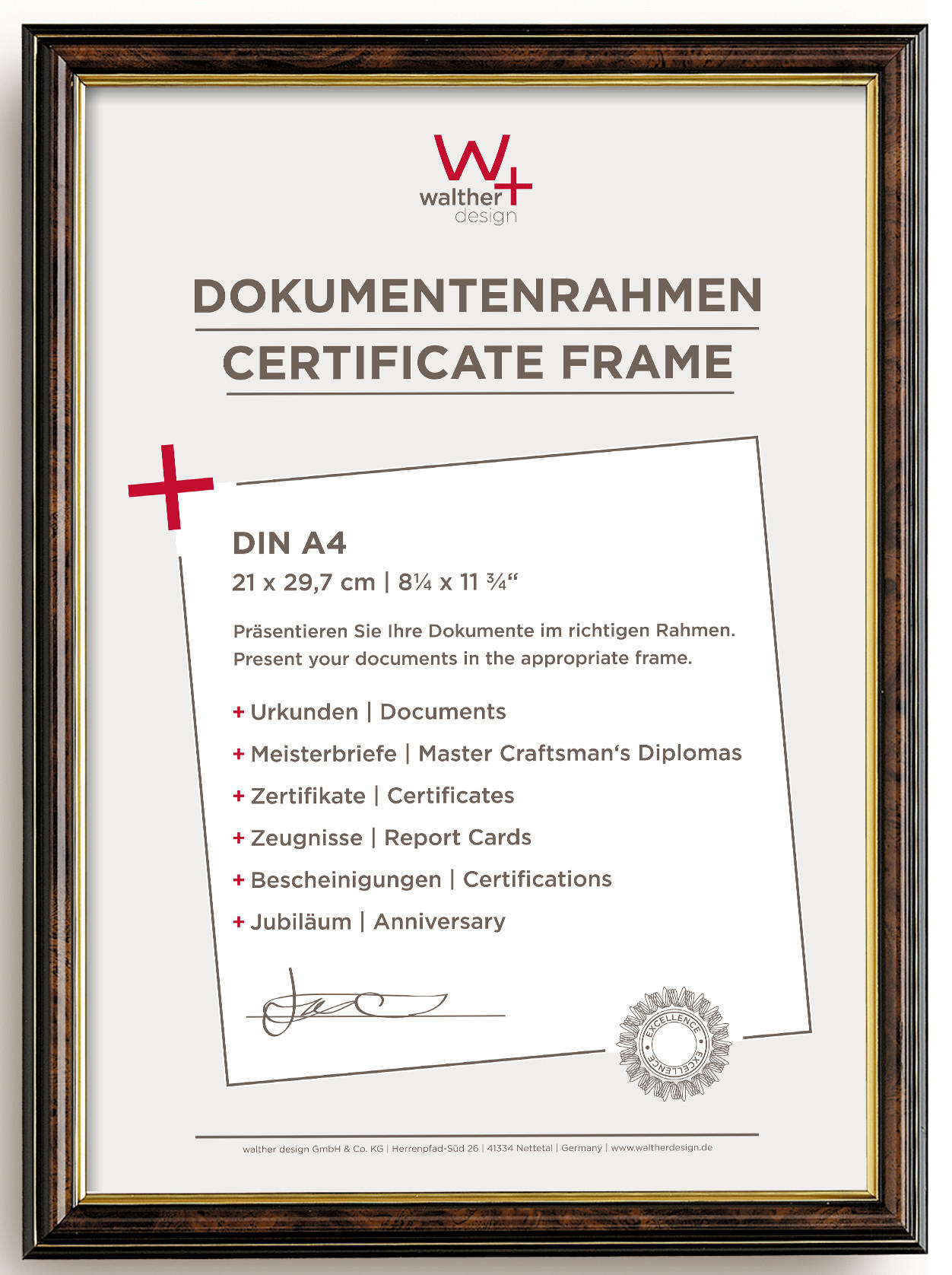 walther design Bilderrahmen Nussbaum 24.5x33.5x1.7 cm