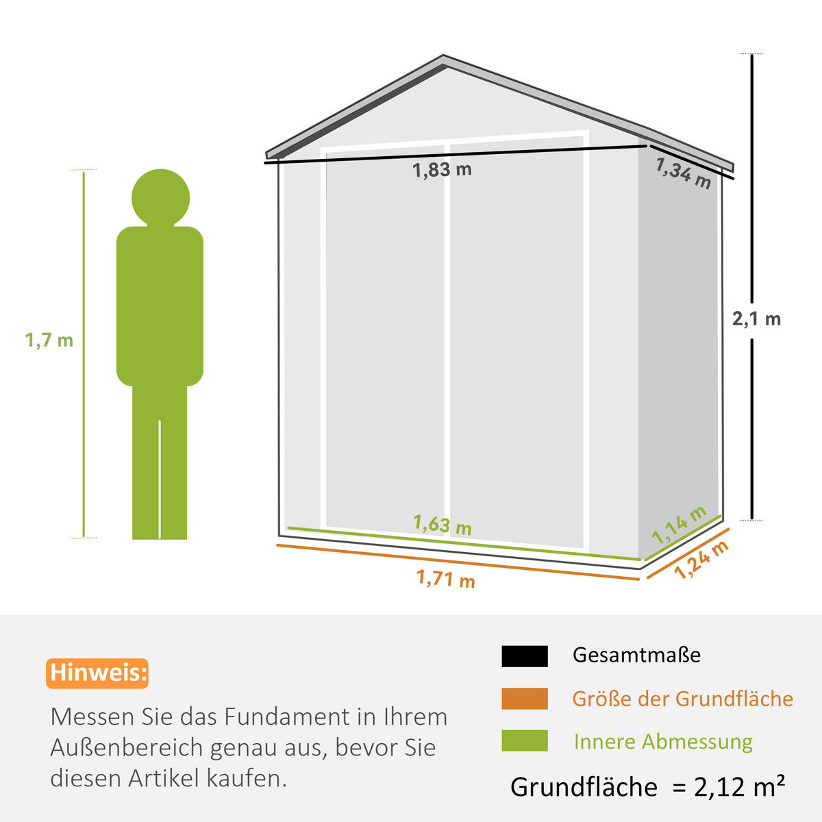 GERÄTESCHUPPEN DE-08099 abschließbar mit Doppeltür & Fenster Grau - Grau, Metall (183/210/134cm) - ComfortXL