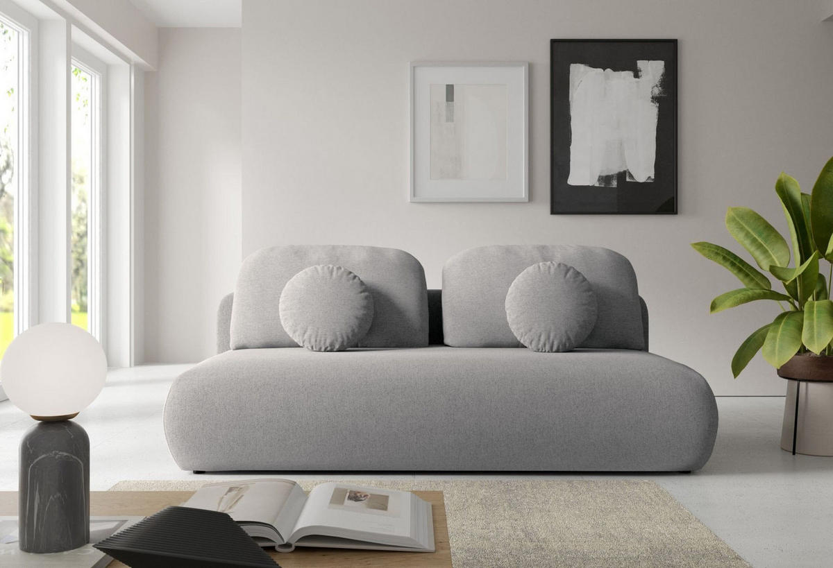 SCHLAFSOFA OTO, Sofa mit Schlaffunktion und Bettkasten, Farbe: Grau, Velourstoff - Grau, Textil (206/90/92cm) - Sepro Meble