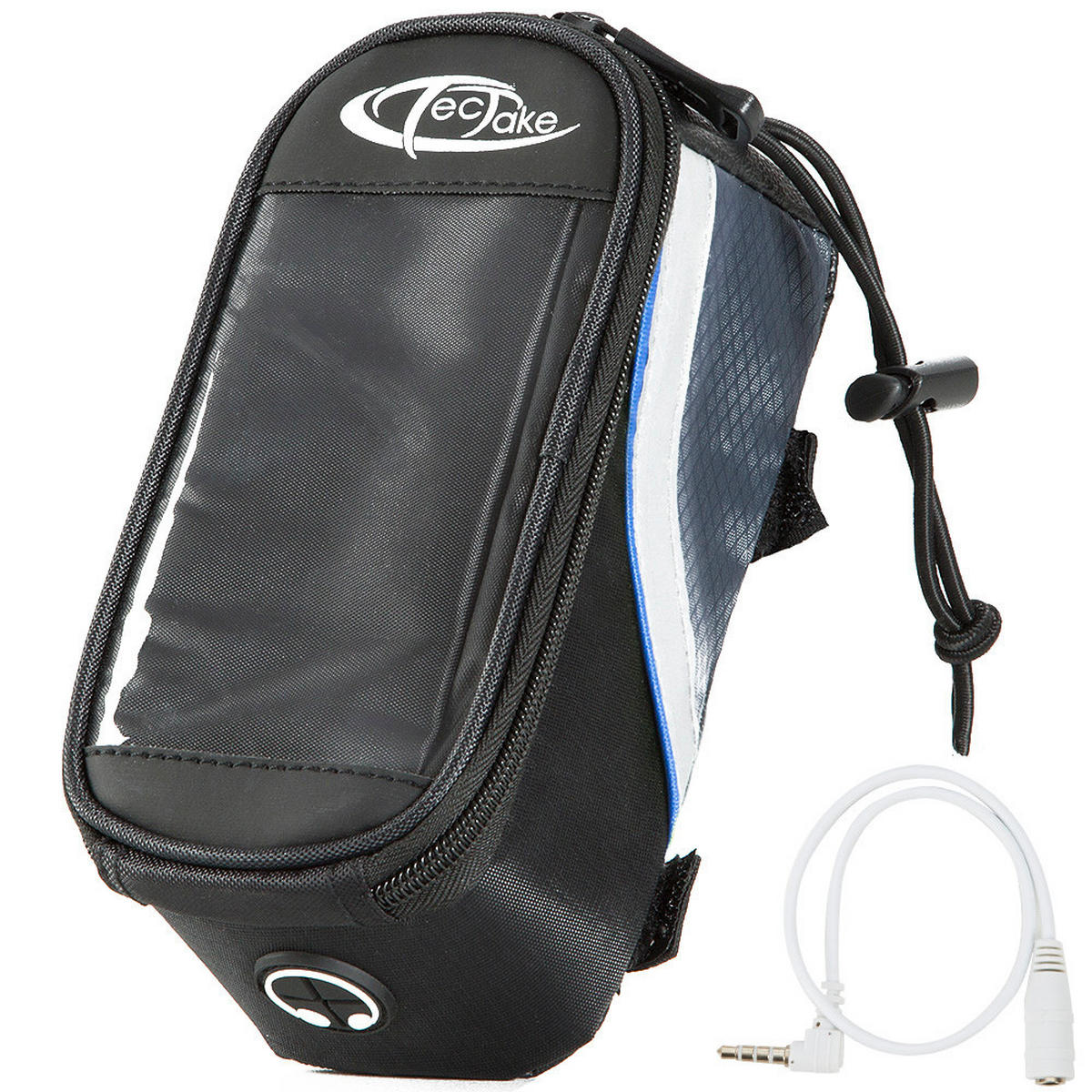 FAHRRADTASCHE mit Rahmen-Befestigung 18 x 8,5 x 8,5 cm schwarz/grau/blau - Schwarz/Grau, Kunststoff (8.5/8.5/18cm) - tectake