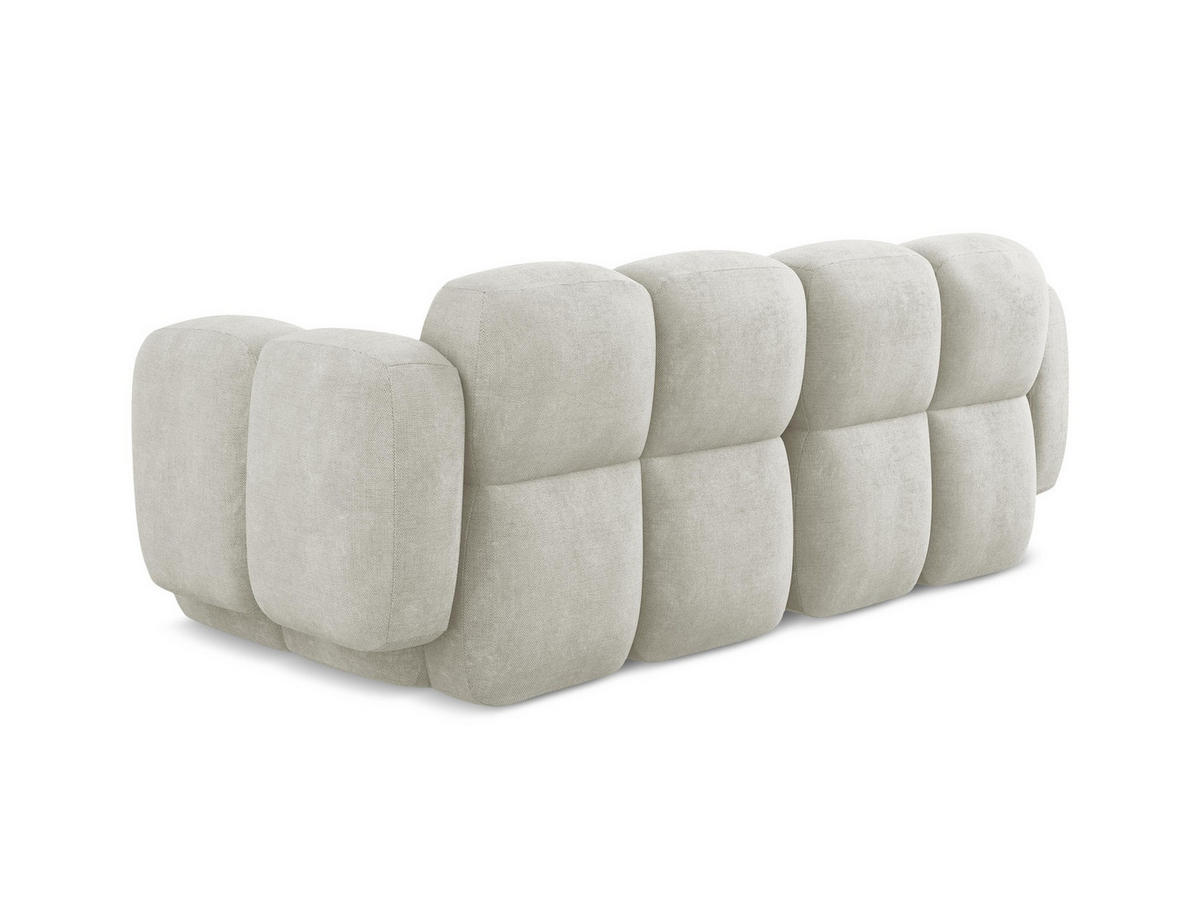 2-SITZER SOFA Chenille Stoff Creme - Perlmutt/Schwarz, Holzwerkstoff/Kunststoff (210/72/115cm) - Makamii
