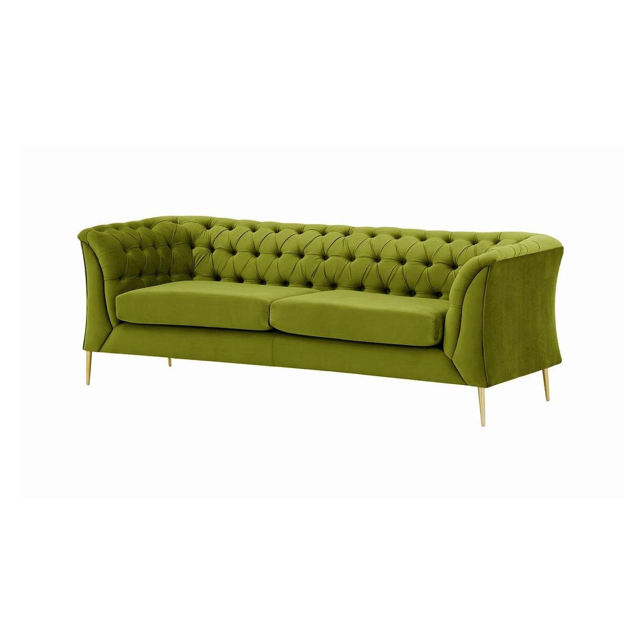 2,5-SITZER-SOFA Chesterfield Modern-Velluto 9 - Olivgrün, Holz/Textil (209/74/80cm)