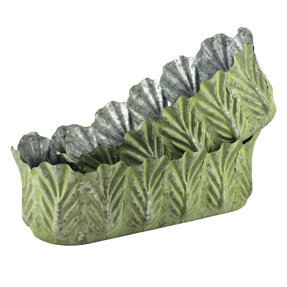 BLUMENTOPF Marina 2er Set Grün 52/24/17 cm Metall - Grün, Metall (24/17/52cm) - Mondex