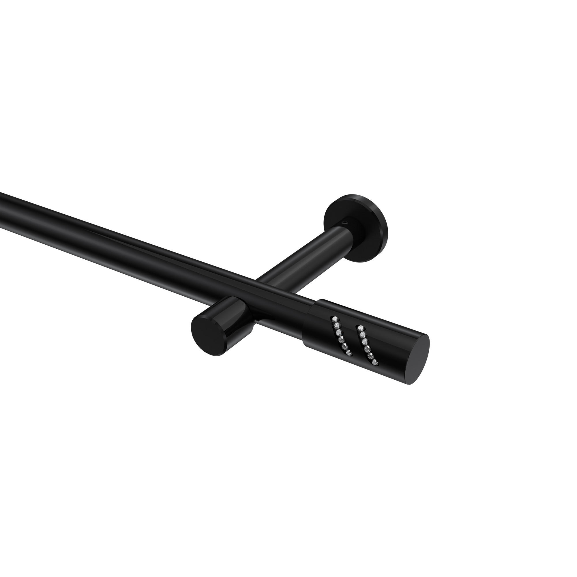 GARDINENSTANGE Prestige Zoena 260 cm (geteilt in 2 x 130 cm), 1-läufig (ohne Ringe), 20 mm Ø Schwarz - Schwarz, Metall (260cm) - INTERDECO