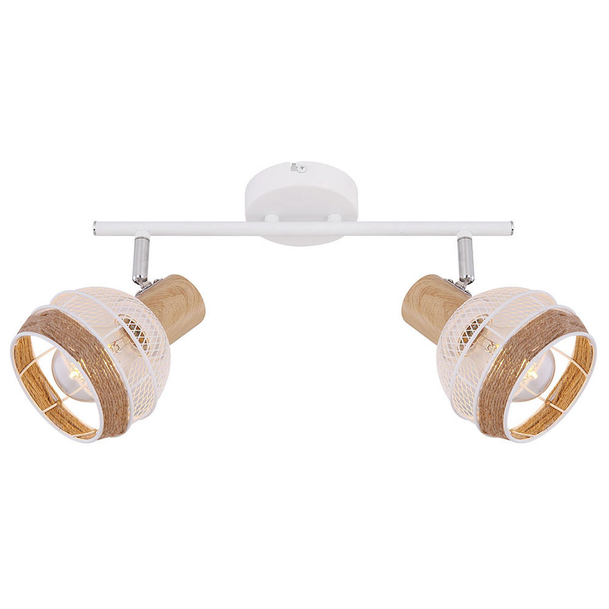 DECKENLEUCHTE Hanfseil Weiß Holzoptik - Weiß, Metall (36/17.5/18.2cm) - Globo Lighting