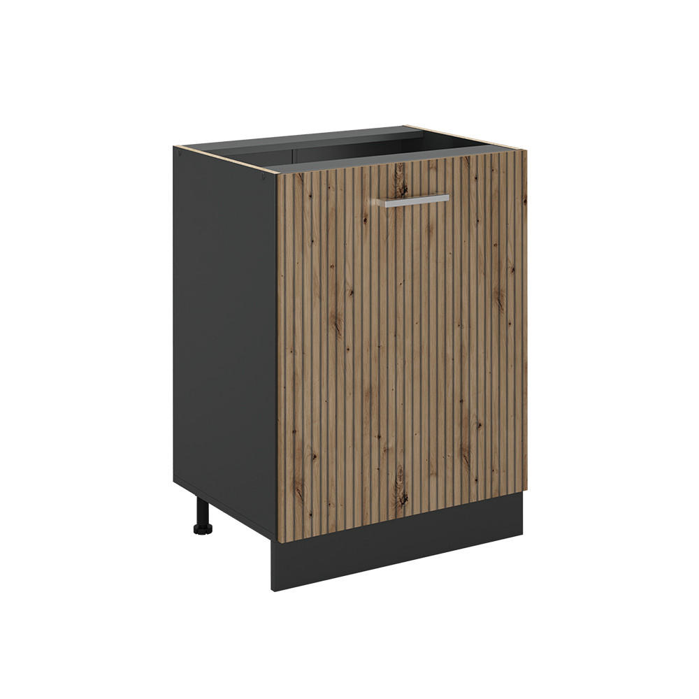 SPODNÍ SKŘÍŇKA KUCHYŇSKÉ LINKY R-Line, Řemeslný dub/Antracit, 60 cm s 1 dveřmi bez pracovní desky - antracitová/dub artisan, kompozitní dřevo (60/81.6/46cm) - Vicco