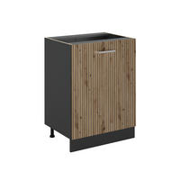 SPODNÍ SKŘÍŇKA KUCHYŇSKÉ LINKY R-Line, Řemeslný dub/Antracit, 60 cm s 1 dveřmi bez pracovní desky - antracitová/dub artisan, kompozitní dřevo (60/81.6/46cm) - Vicco