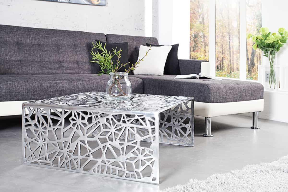 COUCHTISCH ABSTRACT rechteckig Silber 60cm - Silberfarben, Metall (60/60/32cm) - riess-ambiente