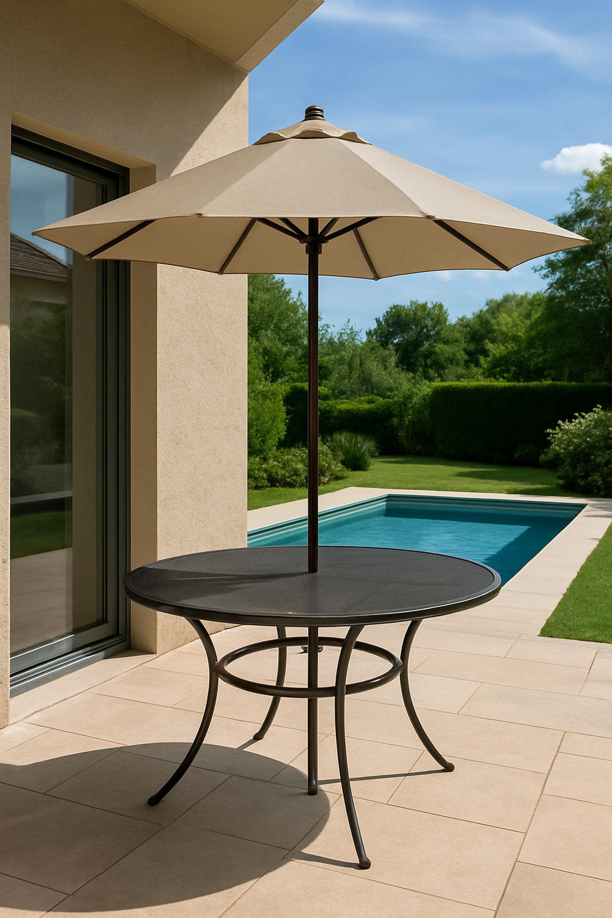GARTENTISCH Roma 150cm rund mit Schirmloch aus Streckmetall - Grau, Metall (150/150/72cm) - TPFGarden