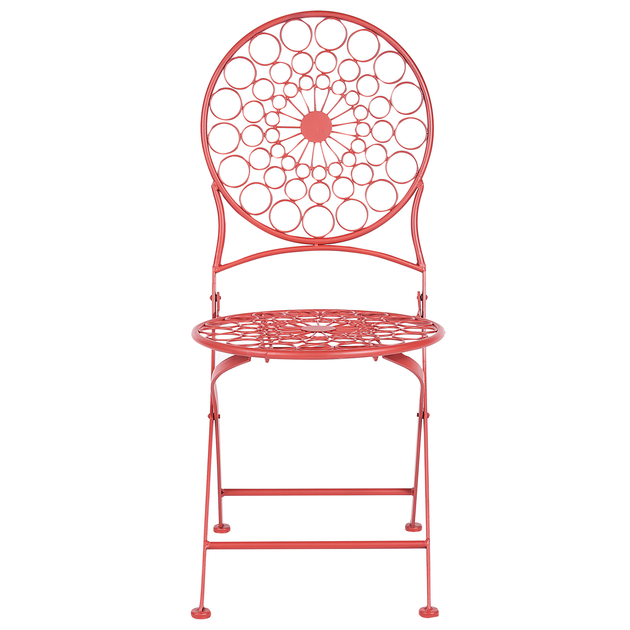 GARTENSTUHL 2er-Set Eisen rot Scario - Rot, Metall (40/94/47cm) - Beliani