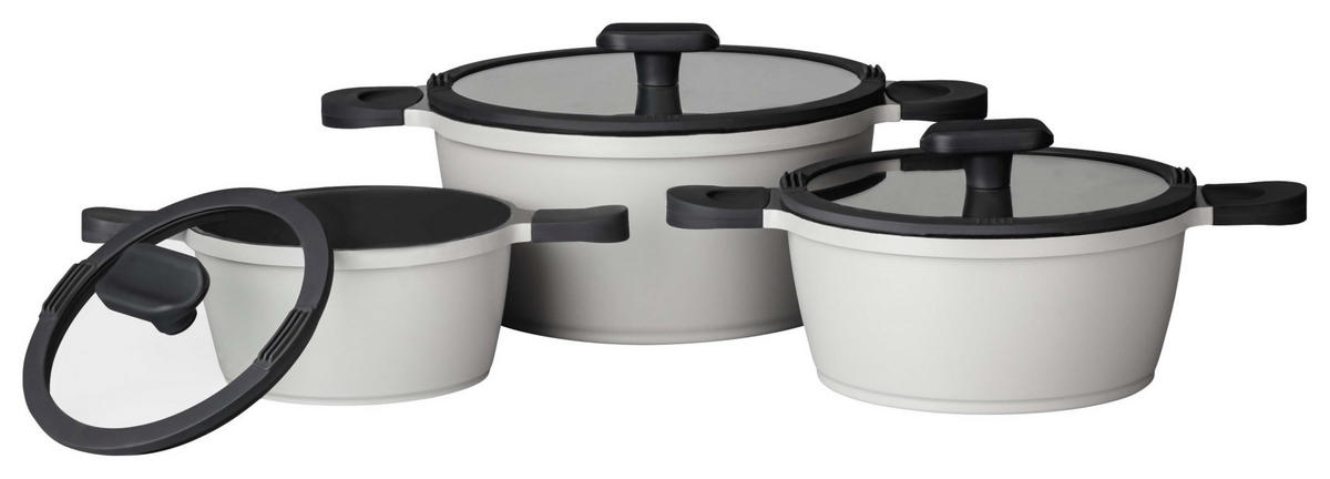 KOCHTOPFSET Happiness greyline - Grau, Metall - Mulex