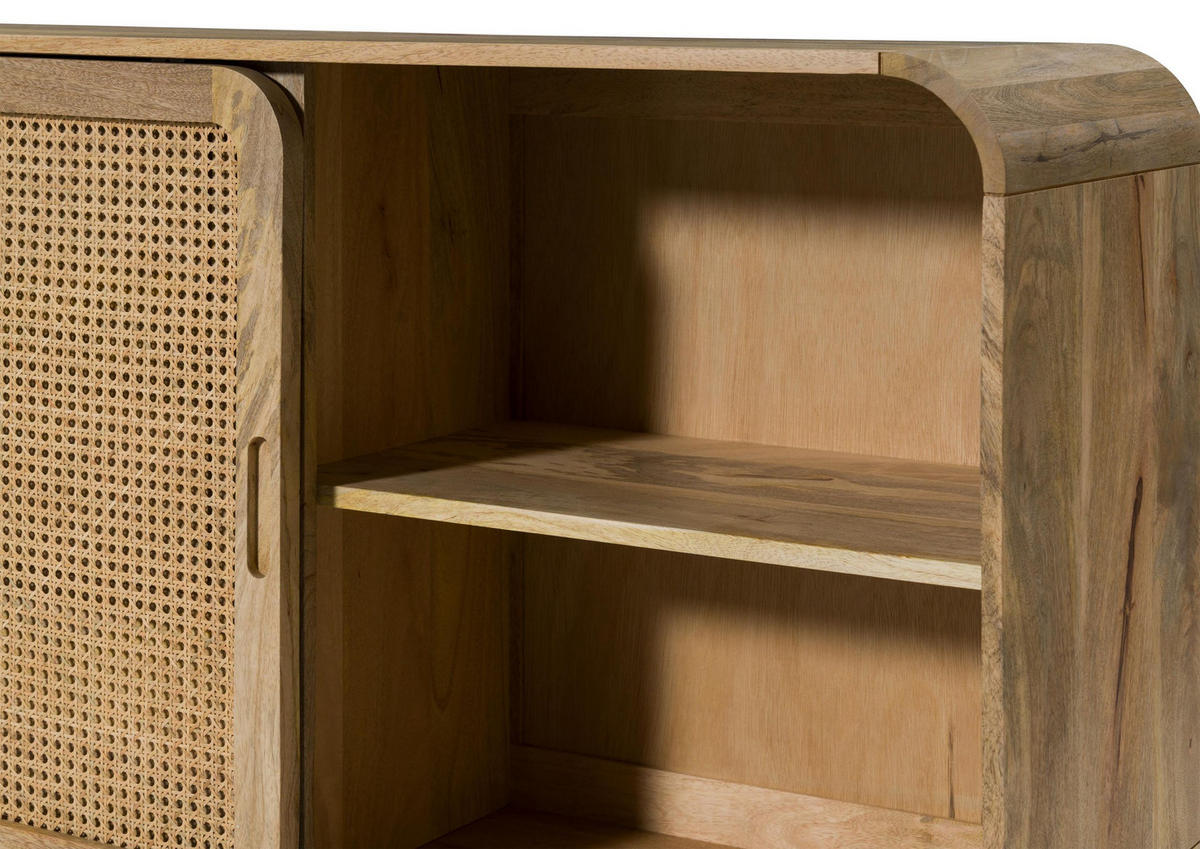 SIDEBOARD Mango 180x40x80 natur lackiert VALENCIA #119 - Braun, Holz (180/80/40cm) - Massivmoebel24