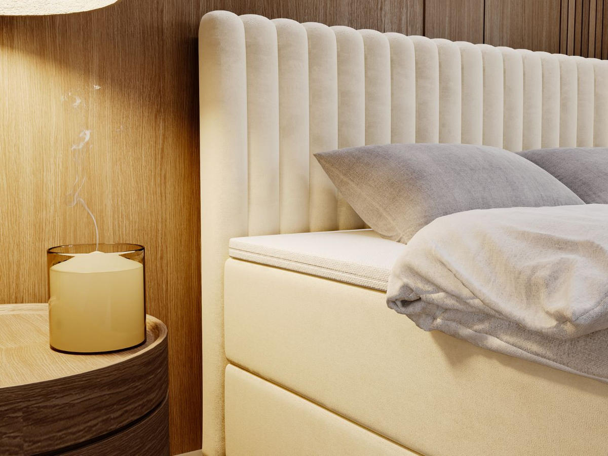 BOXBETT Marbella 200x200 Beige - Beige, Holz/Textil (200/200cm) - Graingold