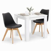 TISCHGRUPPE 80/80 cm Weiß mit 2 Stühlen schwarz - Beige/Schwarz, Holz/Kunststoff (80/80/80cm) - Homestyle4u