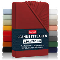 SPANNBETTLAKEN 2er-Set 120/200/30 cm Weinrot - Weinrot, Textil (120/200cm) - Blumtal