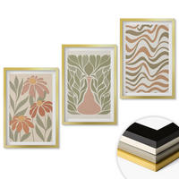 WANDBILDER 3er Set - 40x60 cm Goldrahmen - Abstrakte Pastellblumen - Goldfarben, Kunststoff (40/60cm) - ArtPrintCave
