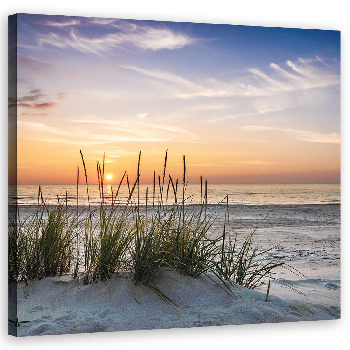 WANDBILD sonne am strand untergehen - Beige, Textil (50/50cm) - Feeby