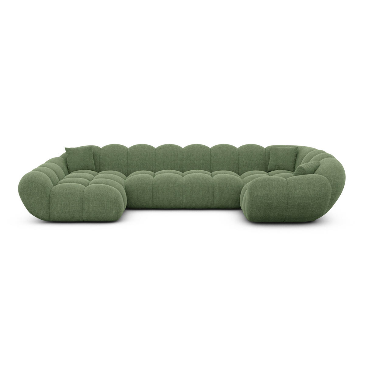 WOHNLANDSCHAFT Liva Grün Strukturstoff U-Form XL Links - Grün, Textil (323/70/193cm) - VAROYAL