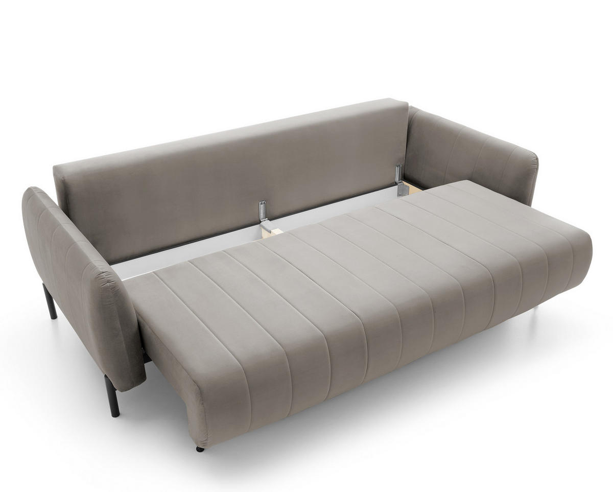 SCHLAFSOFA Neva Grau Velours 234 cm - Schwarz/Grau, Textil/Metall (234/90/100cm) - Selsey
