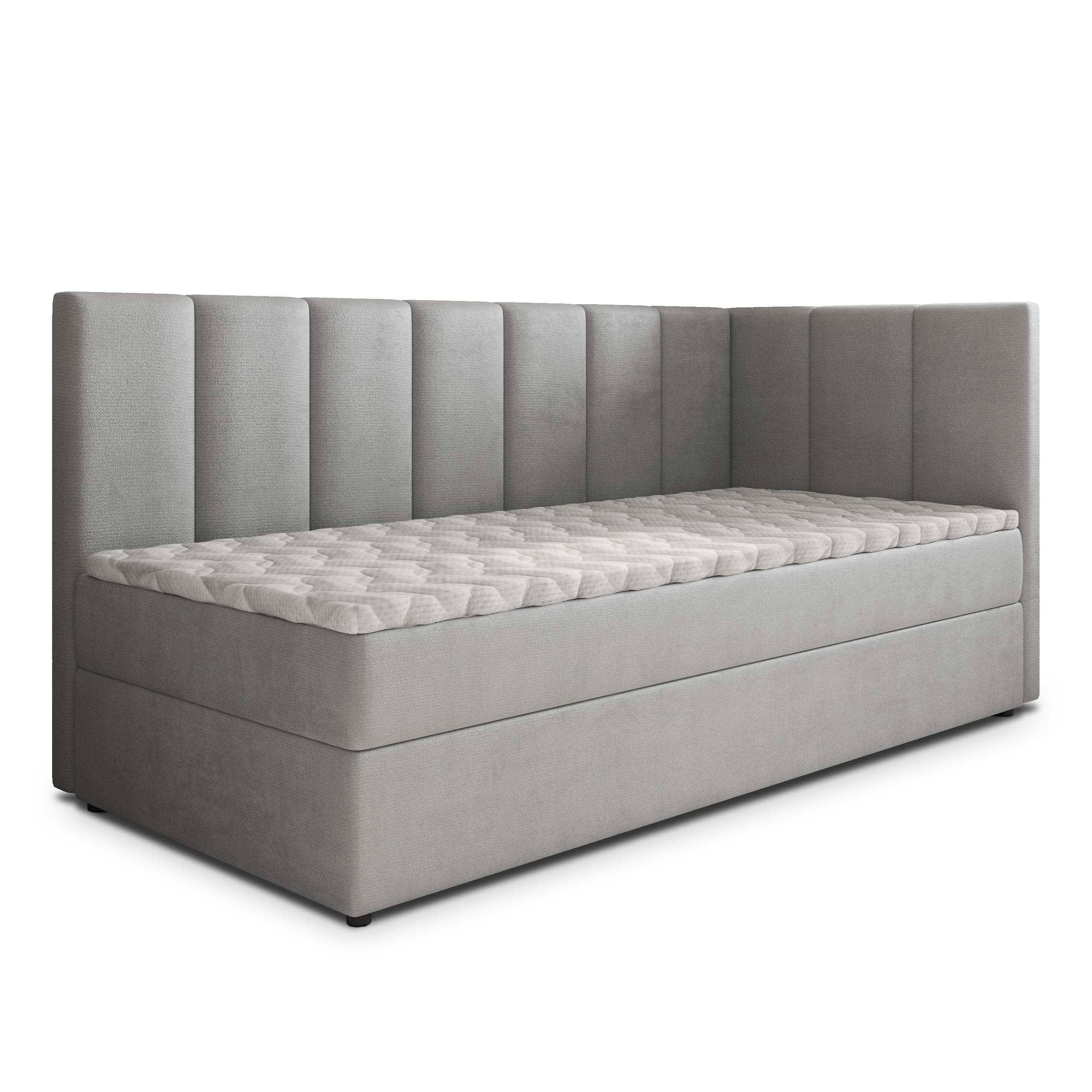 MASSENO AMERICKÁ POSTEL BEVE 80x200 cm, s matrací a úložným prostorem, světle šedá