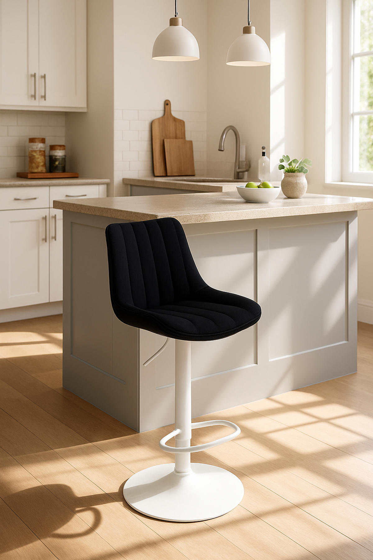 BARHOCKER Tolor Stoff weiß schwarz - Schwarz/Weiß, Textil/Metall (49.5/112/50cm) - TPFLiving