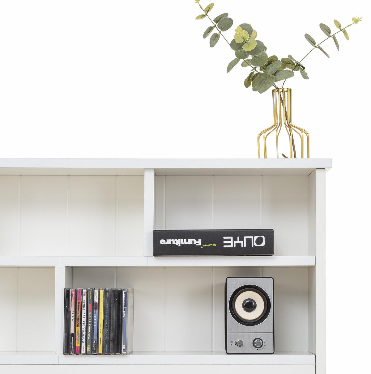 BETT 140/200 cm Weiß aus Massivholz mit Bücherregal-Kopfteil - Weiß, Holz (140/200cm) - OKMYHOME
