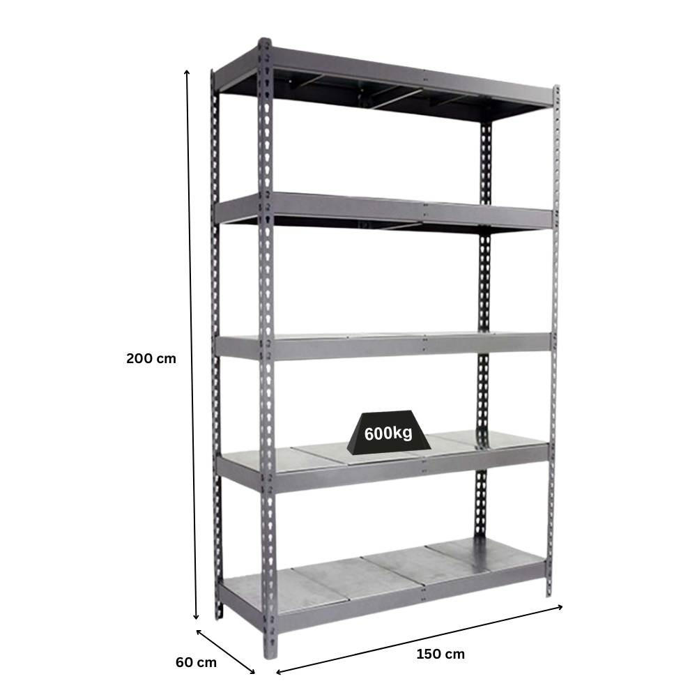 SCHWERLASTREGAL METAL BEAST FIVE | HxBxT 200x150x60cm | Fachlast 600kg | Grau - Grau, Metall (150/200/60cm) - PROREGAL