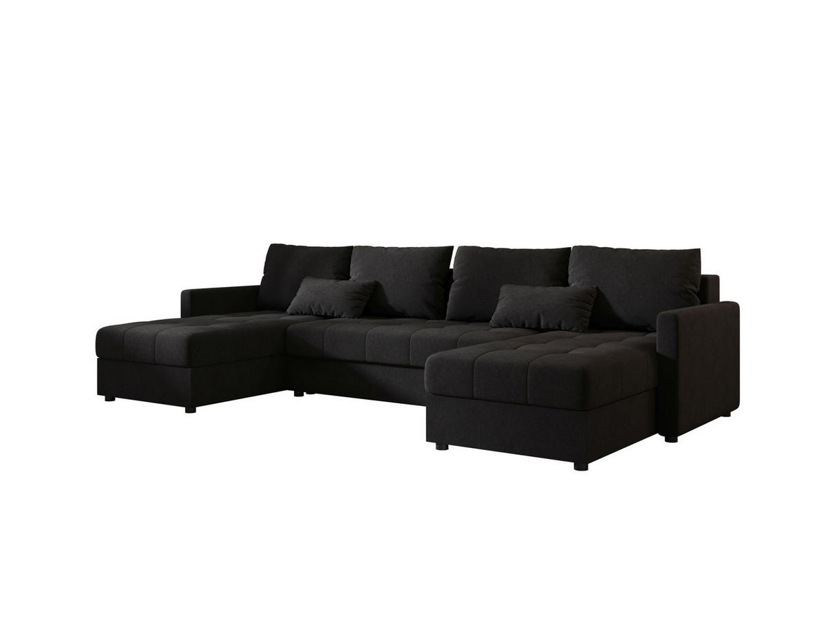 ECKSOFA MOS U BIS Cosmic 100 mit Schlaffunktion - Schwarz, Textil (285/85/140cm) - Bedante