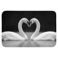 WC PŘEDLOŽKA Labutě - srdce - černá - bílá 90x60 cm - černá, textil/plast (90/1cm) - OnlyWow
