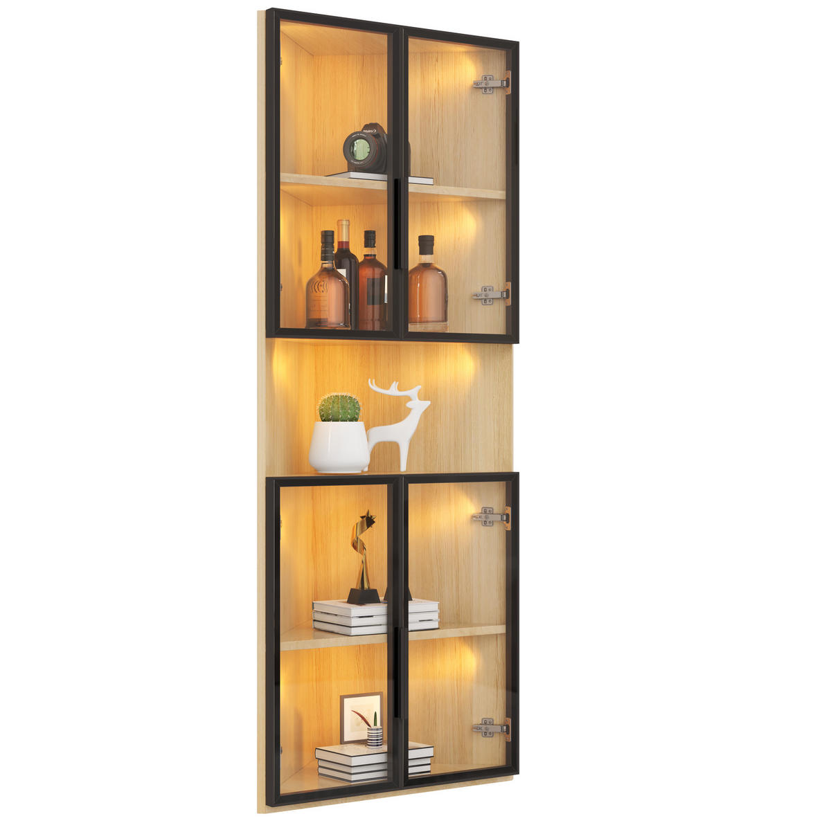 VITRINE mit LED-Beleuchtung 62x32x160 cm MDF Eichenoptik - Braun, Holzwerkstoff (32/160/62cm) - Beauniv