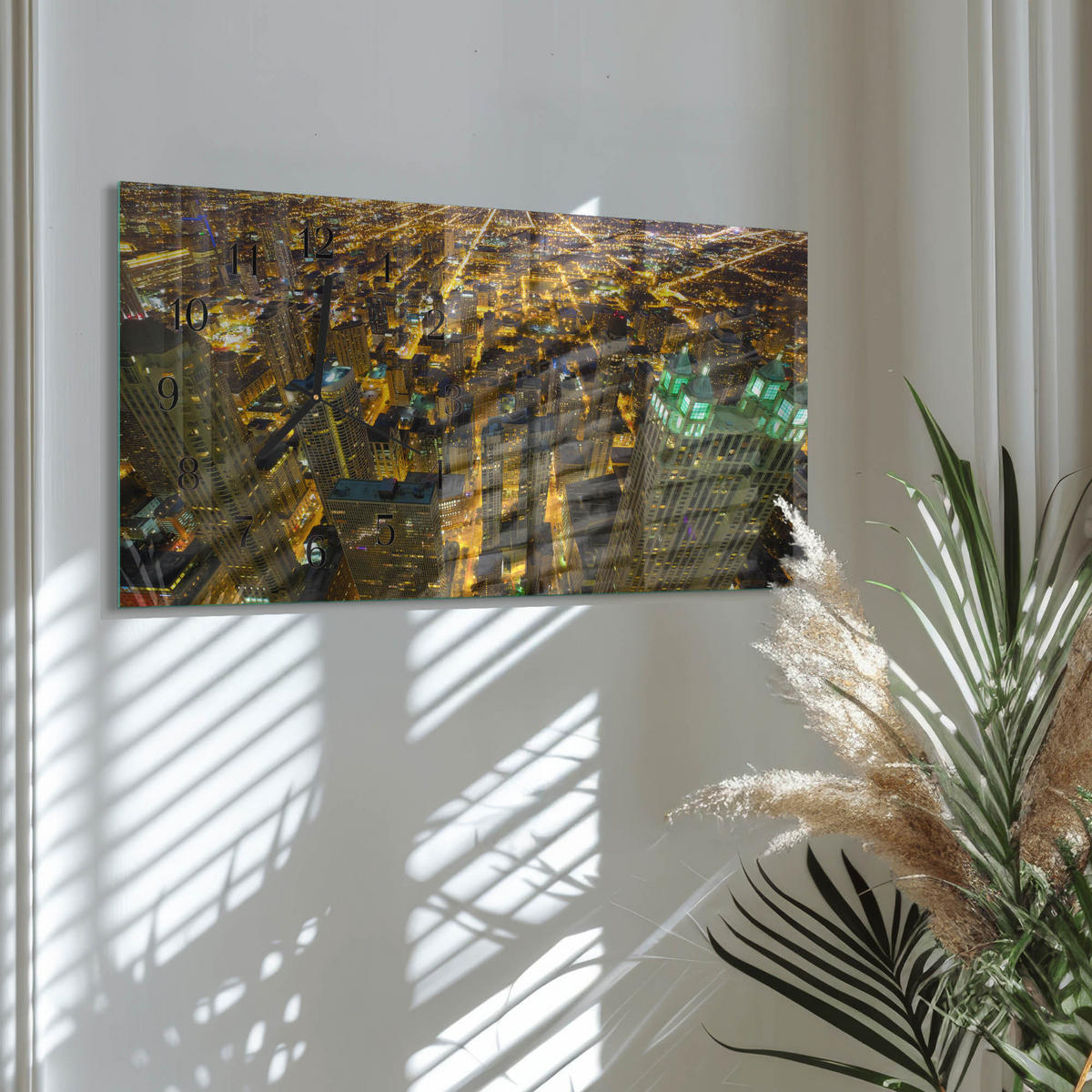 WANDUHR 60x30 cm - Abstrakte Kunst - Gelb, Glas (60/30/0.4cm) - TULUP
