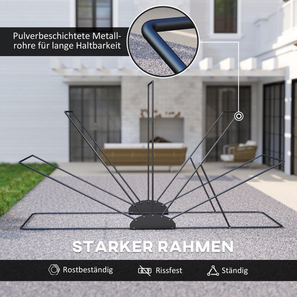 KLEINGARAGE Faltbar Schwarz - Weiß, Metall (135/191/345cm) - ComfortXL