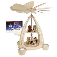 PYRAMIDE Eulenwald 20/24/35 cm - Multicolor, Holz (0.1/35/0.1cm) - Dekoteam24