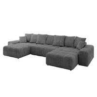 WOHNLANDSCHAFT ENIL-U 390x175x84 Dunkelgrau Cord - Dunkelgrau, Holzwerkstoff/Kunststoff (390/84/175cm) - ALTDECOR
