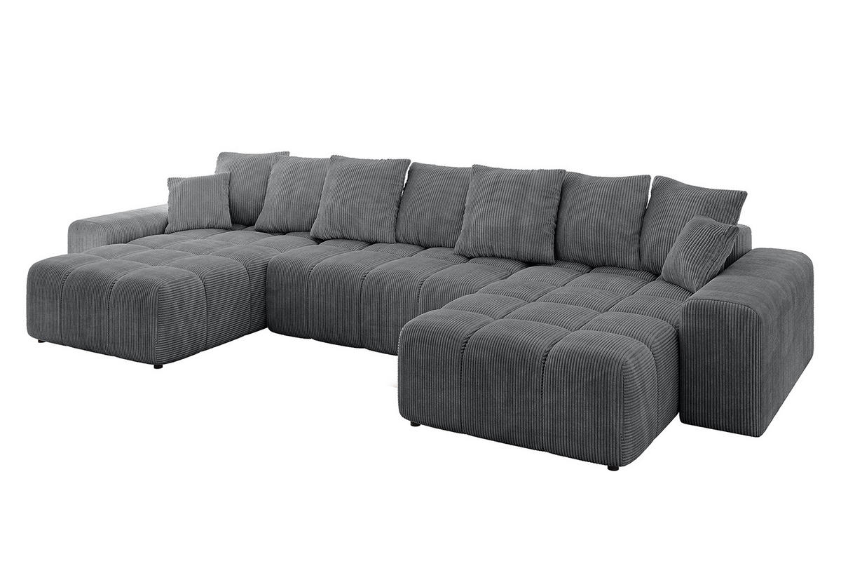 WOHNLANDSCHAFT ENIL-U 390x175x84 Dunkelgrau Cord - Dunkelgrau, Holzwerkstoff/Kunststoff (390/84/175cm) - ALTDECOR