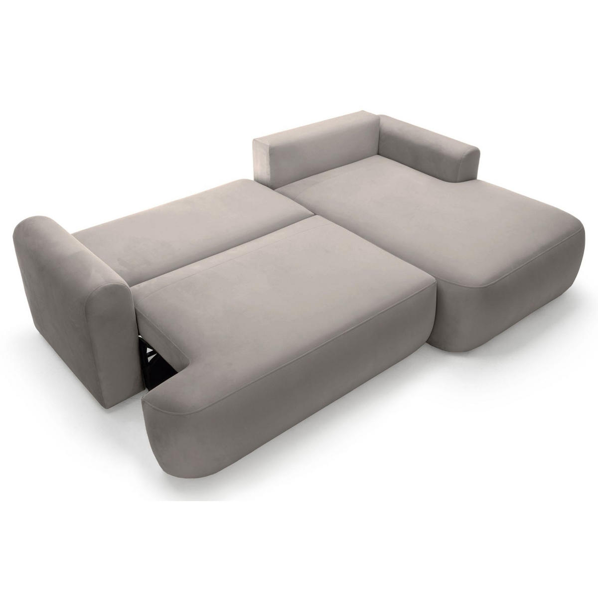 ECKSOFA Ovo Hellgrau mit wasserabweisendem Samtbezug - Hellgrau/Schwarz, Kunststoff/Textil (260/165cm) - Selsey