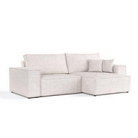 ECKSOFA CAVO mit Schlaffunktion Hellbeige im Neve Stoff - Sandfarben/Schwarz, Holz/Holzwerkstoff (255/148cm) - AltaBeds