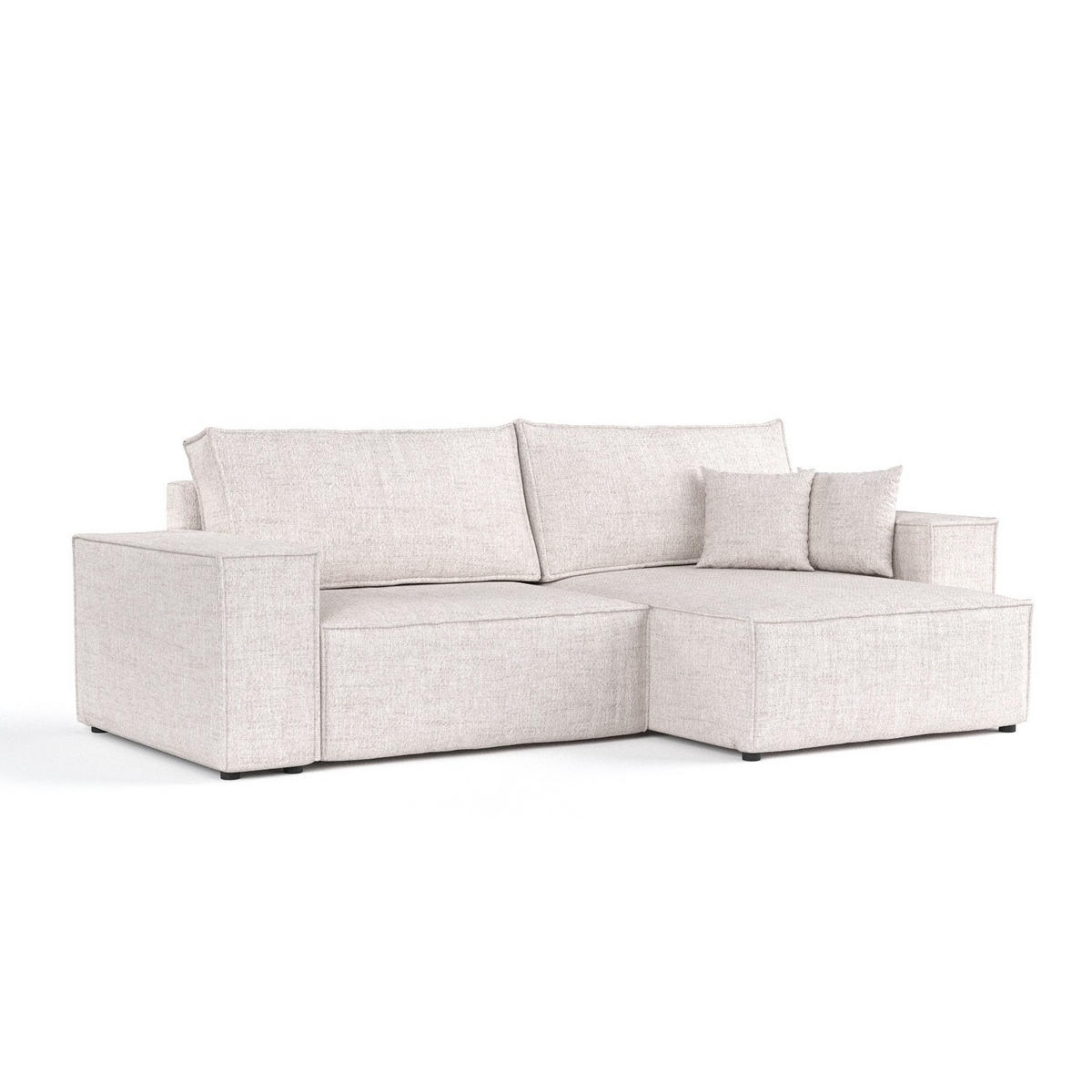 ECKSOFA CAVO mit Schlaffunktion Hellbeige im Neve Stoff - Sandfarben/Schwarz, Holz/Holzwerkstoff (255/148cm) - AltaBeds