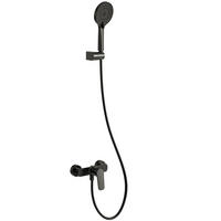 DUSCHARMATUR SFS-1277 Schwarz Matt, Aufputz, Einhebel aus Messing, 120-mm-3-Strahl-Handbrause, 150-mm-Anschlussabstand - Schwarz, Metall (18.4/24/6cm) - Everstein