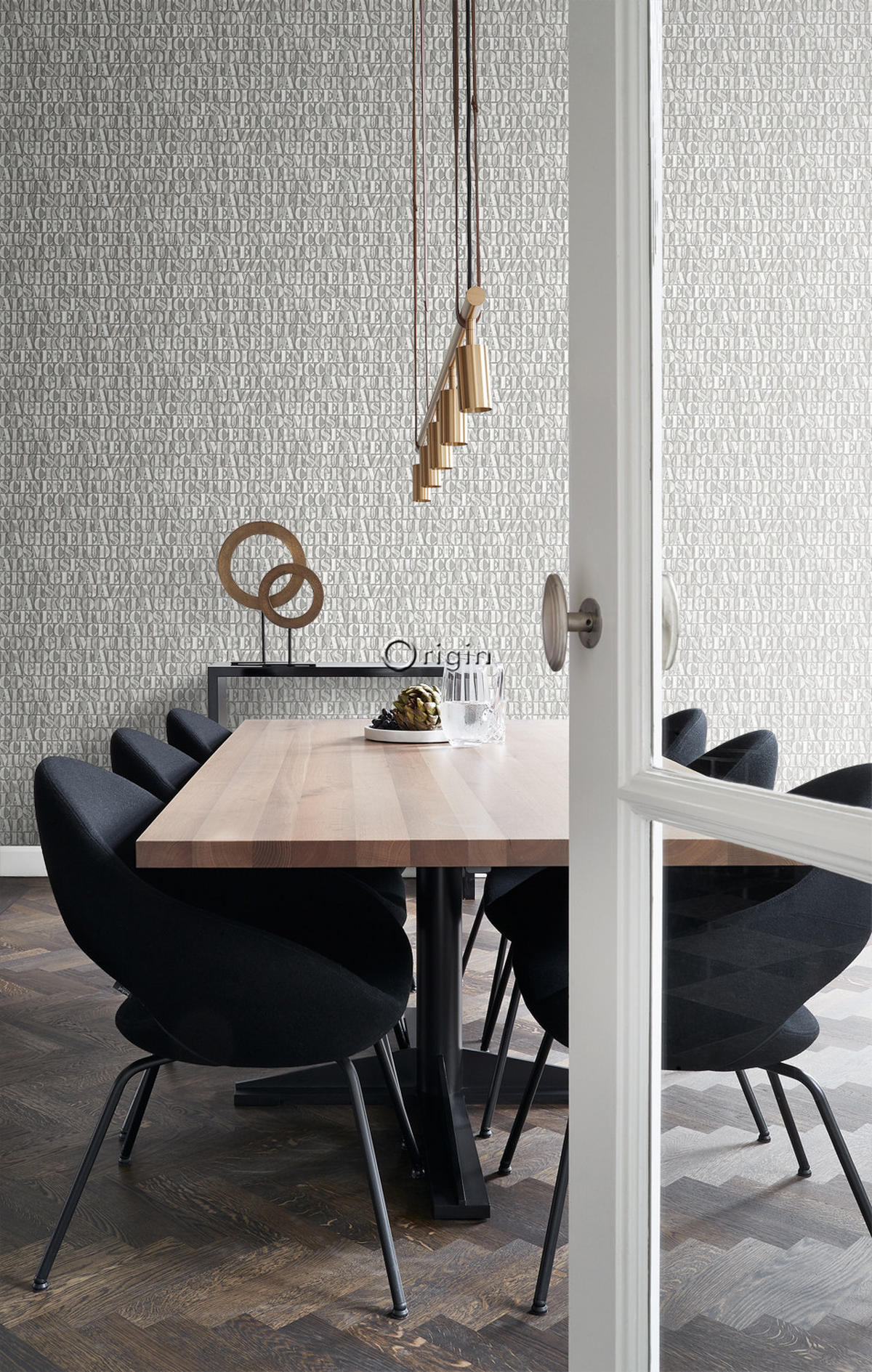 TAPETE alte eiserne Druckbuchstaben 53 cm x 10.05 m - Grau, Papier (53/1000cm) - Origin Wallcoverings