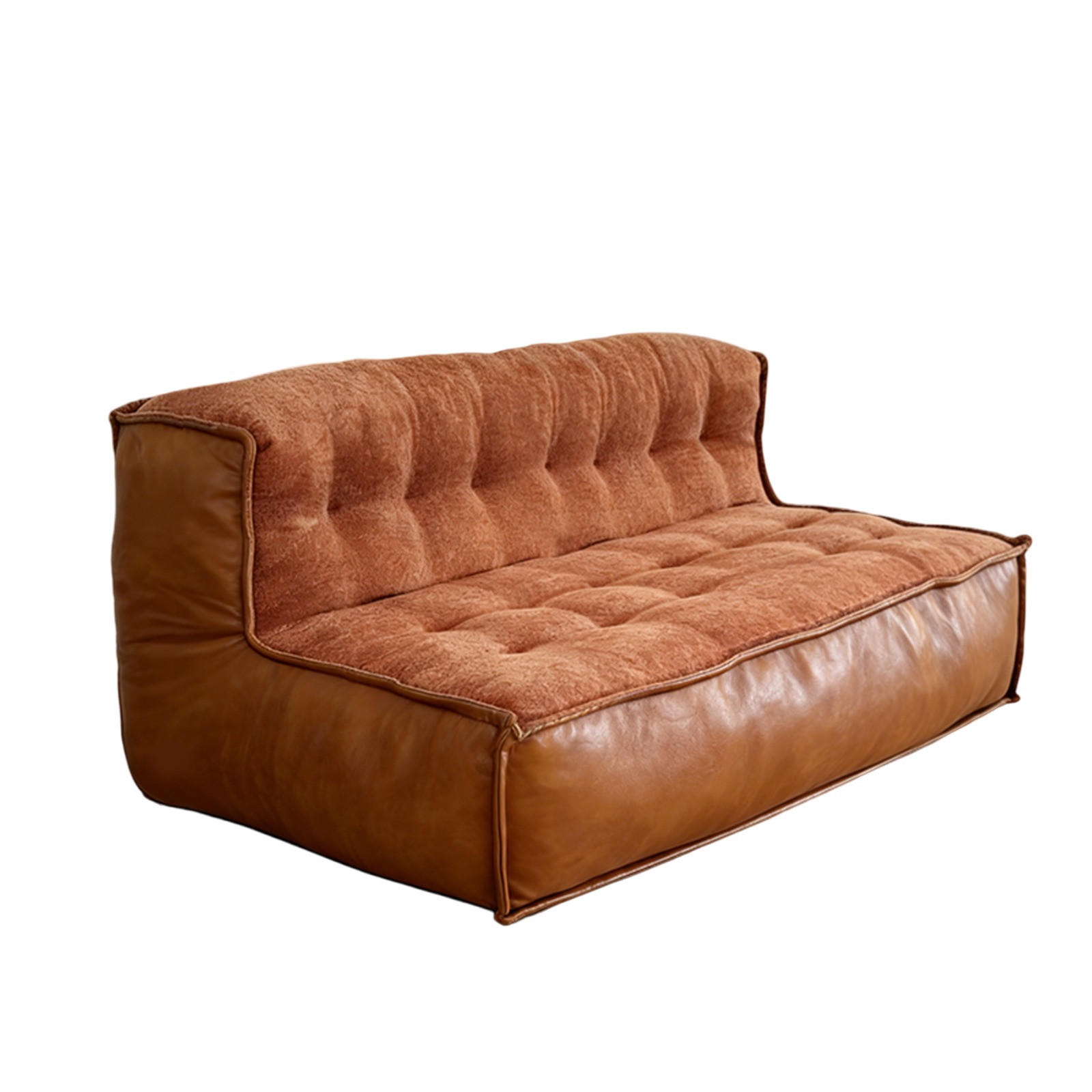 SOFA mit Knopfsteppung 2-Sitzer Braun - Braun, Kunststoff (131/60/93cm) - Meubliv