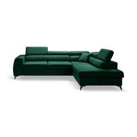 ECKSOFA PIERO L Rechts mit Schlaffunktion 195x125 Velours Dunkelgrün - Dunkelgrün/Schwarz, Holz/Textil (203/268cm) - Muffo