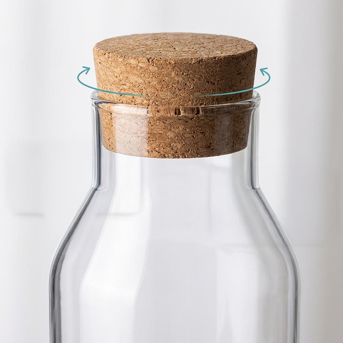 GLASKARAFFE - Transparent, Glas/Naturmaterialien (1.2L) - Relaxdays